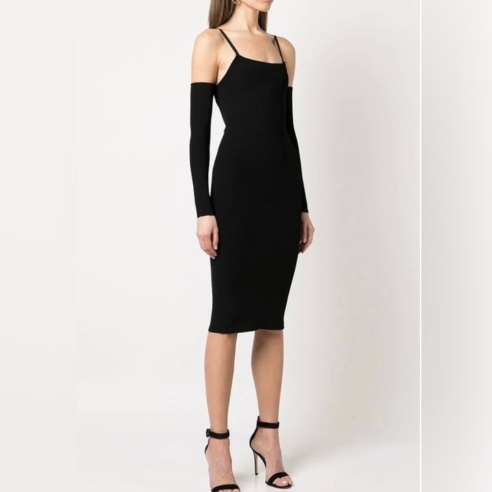 Alice & Olivia Evia Fitted Spaghetti Strap Black Dress